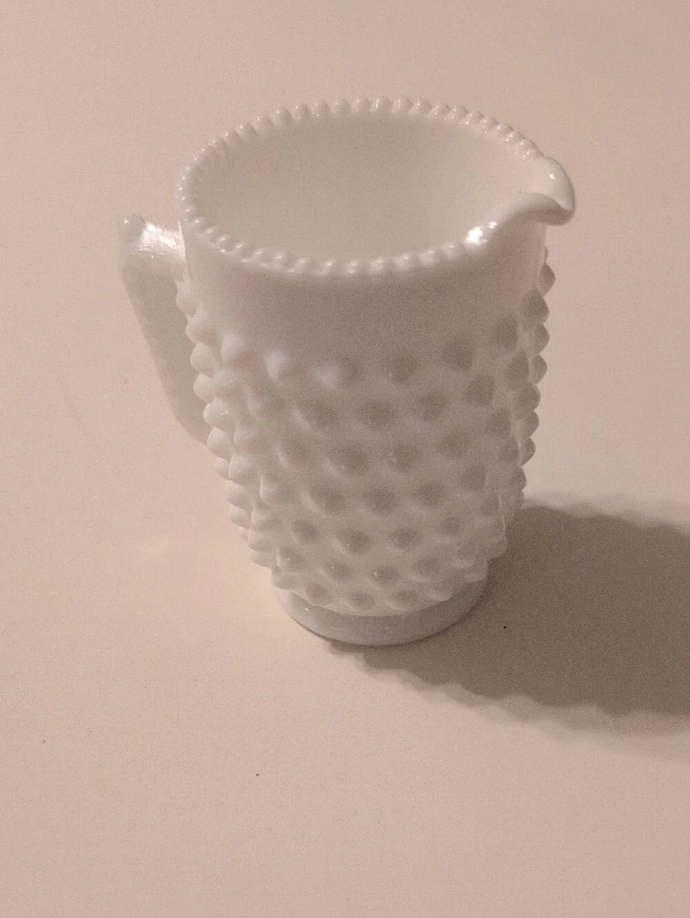 White Fenton Hobnail Milk Glass Small Creamer Pitcher